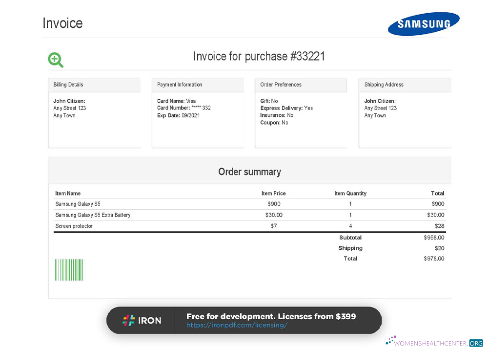 Download USA Samsung invoice Photoshop template